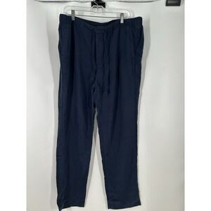 Outerknown Touring Pant Pants Linen Blend Deep Navy Blue‎ Drawstring Mens XL
